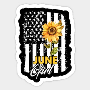 Flag Sunflower June Girl Sticker